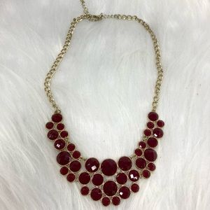 Burgundy and Gold Statement Necklace